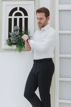 Classic Snow White Textured Dress Shirts