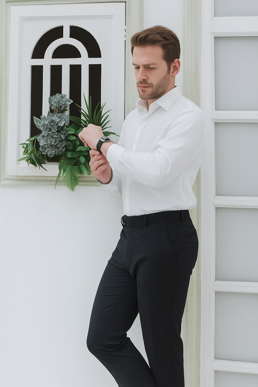 Classic Snow White Textured Dress Shirts