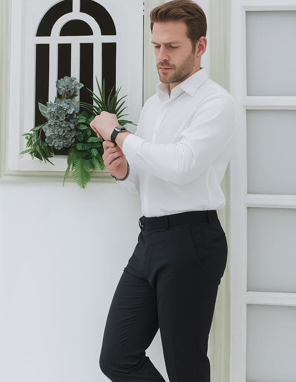 Classic Snow White Textured Dress Shirts