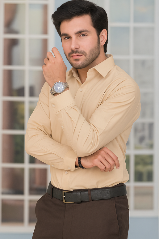 Dessert Brown Plain Formal Shirt