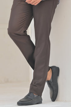 Brown Slim-Fit Men's Dress Pants