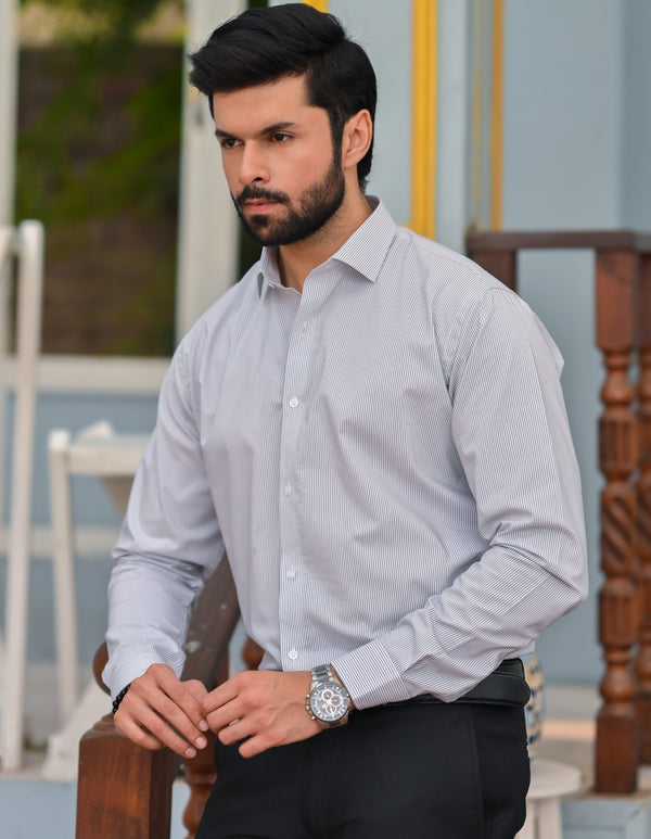 Grey Slim lining Formal Shirt