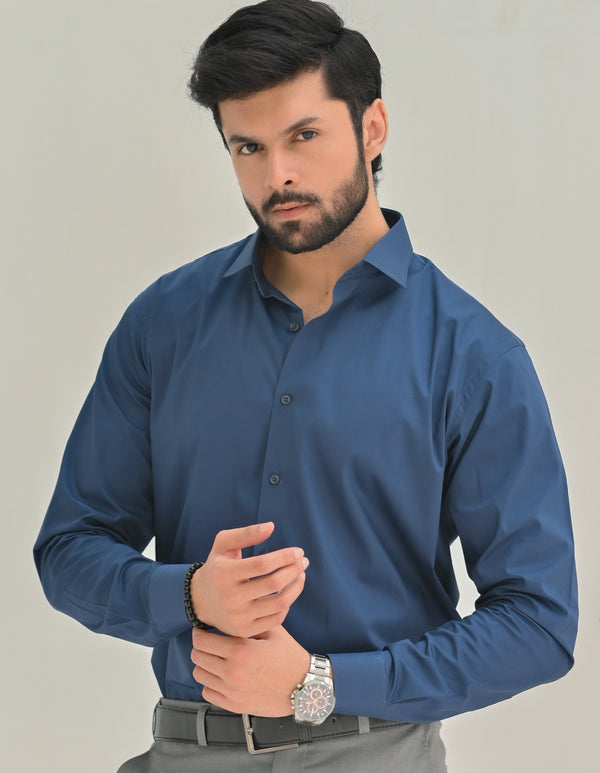 Denim Blue Plain Formal Shirt