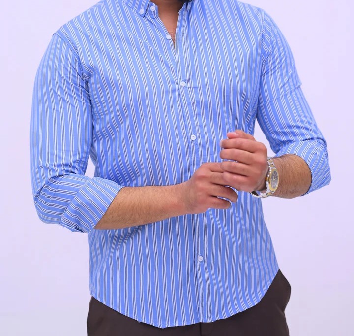 Blue Big Stripe Casual Shirt