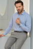 Quilt Blue Plain Men's Dress Shirt