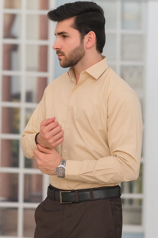 Dessert Brown Plain Formal Shirt