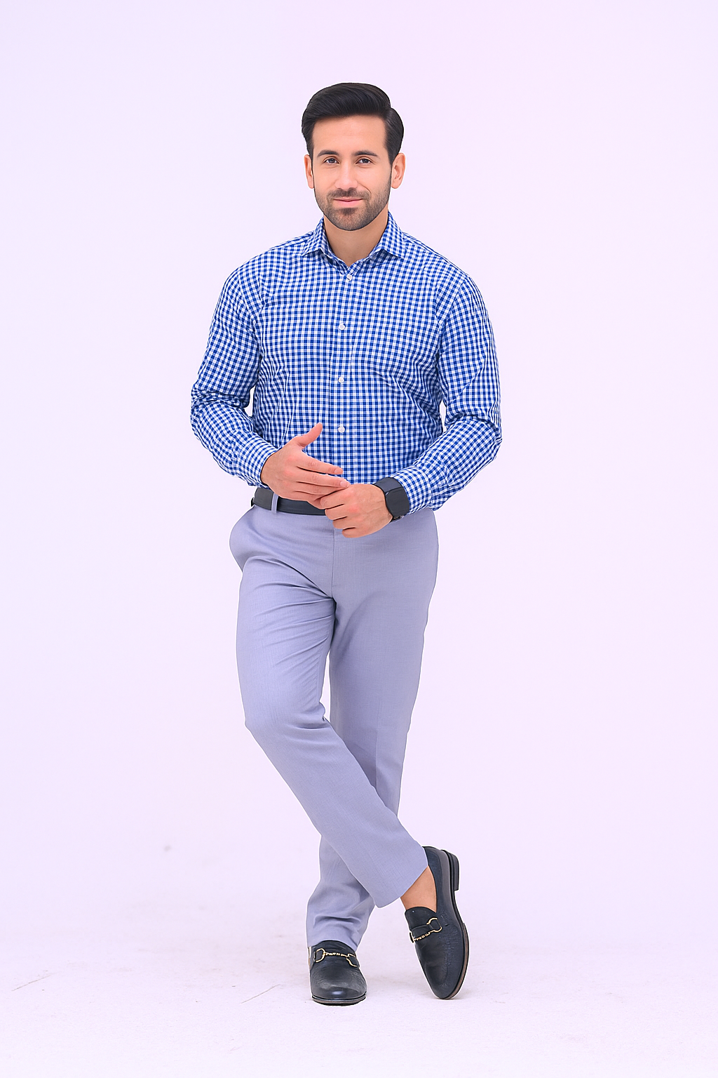 Blue Grid Formal Shirt