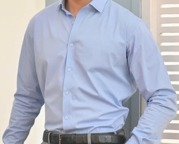Quilt Blue Plain Men's Dress Shirt