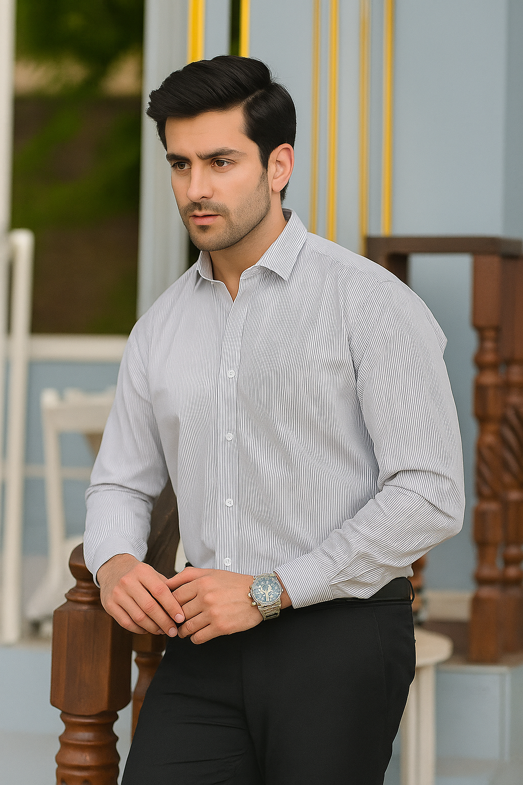 Grey Slim lining Formal Shirt