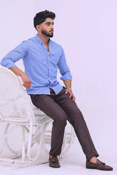Blue Big Stripe Casual Shirt