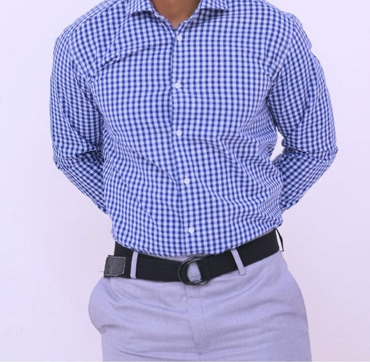 Blue Grid Formal Shirt