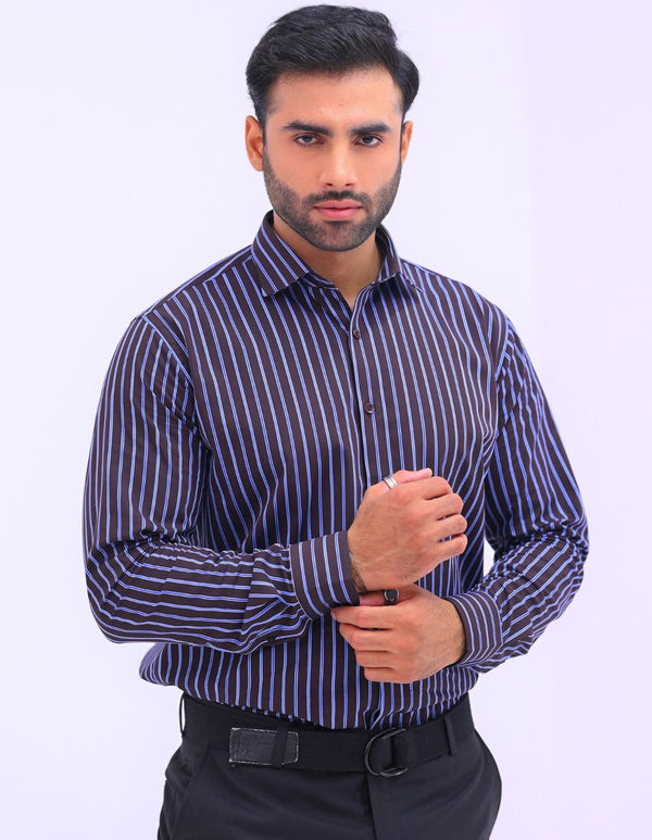 Dark Blue Striped Dress Shirt