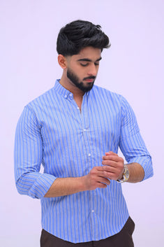 Blue Big Stripe Casual Shirt