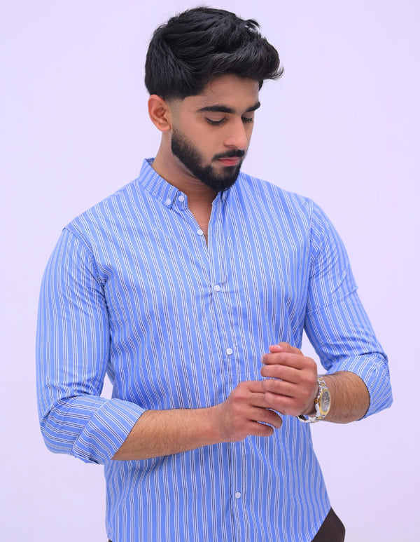 Blue Big Stripe Casual Shirt