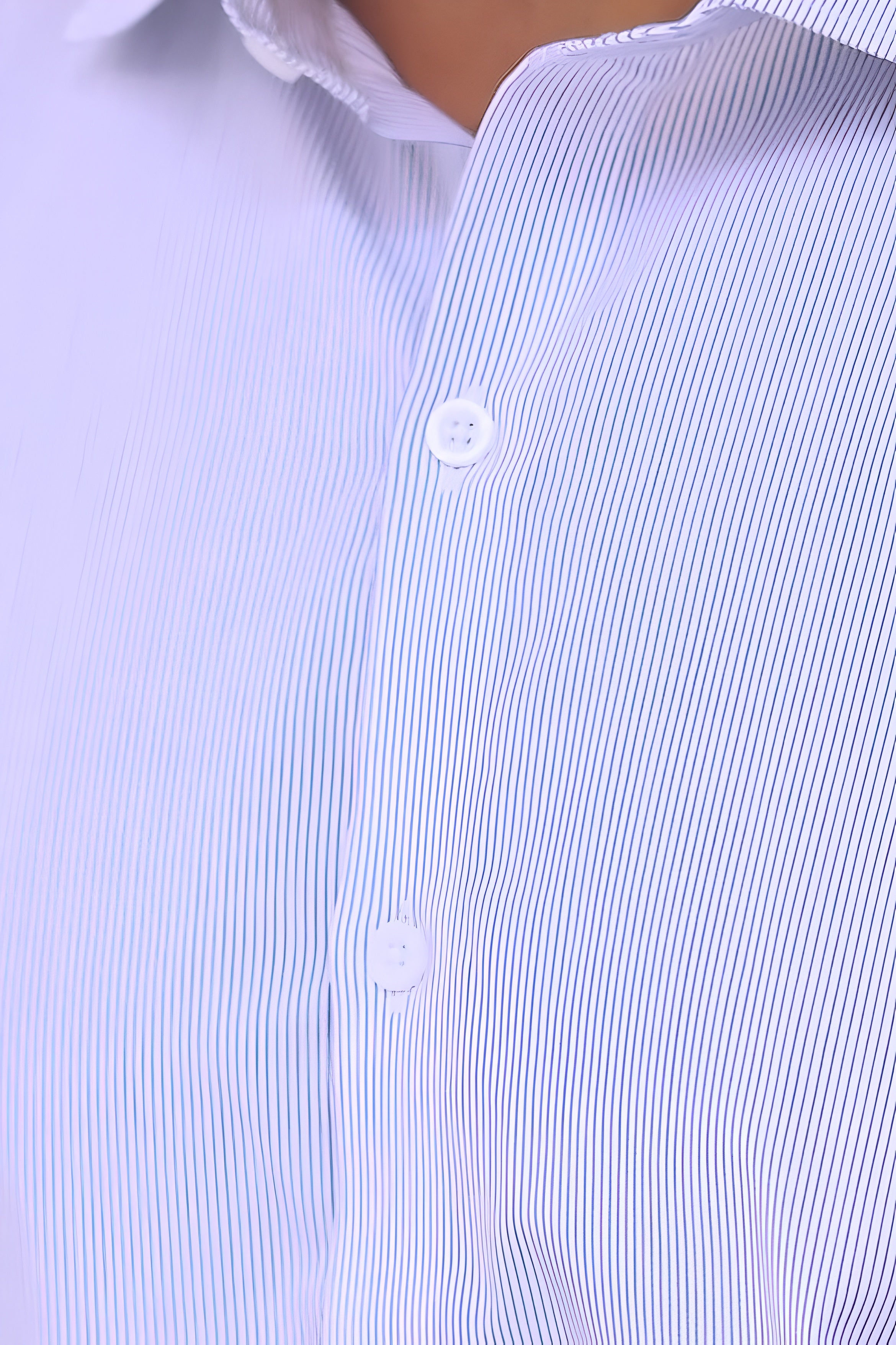Blue Slim Striped Dress Shirt
