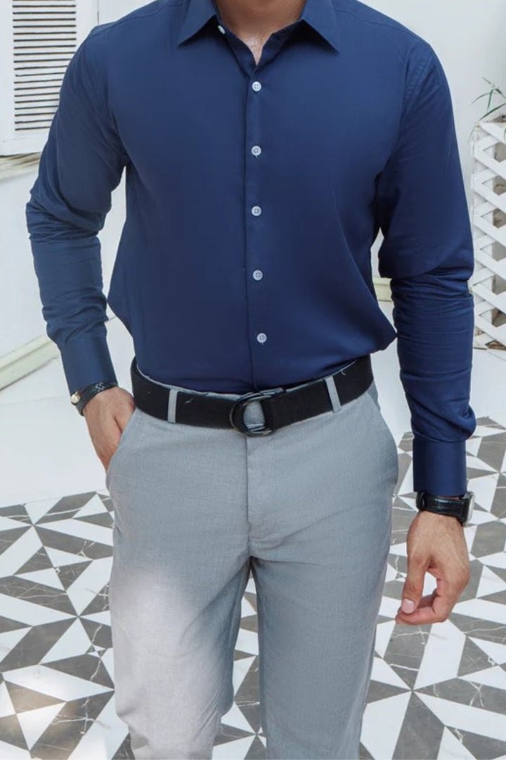 Royal indigo Plain Formal Shirt