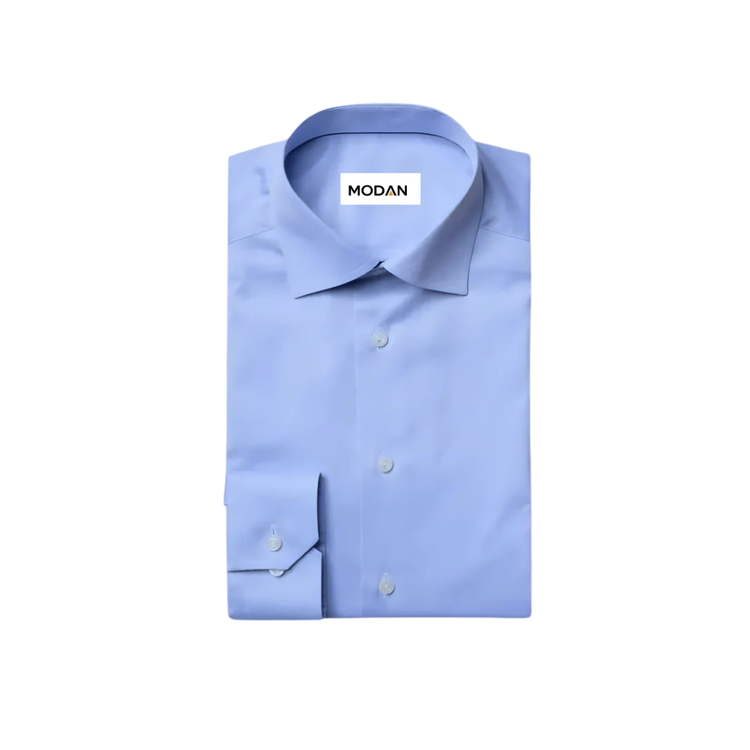 Denim Blue Plain Men's Dress Shirt