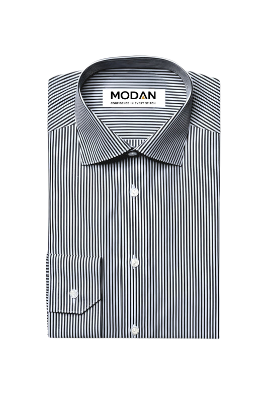 Blue & White Lining Men's Casual Shirt